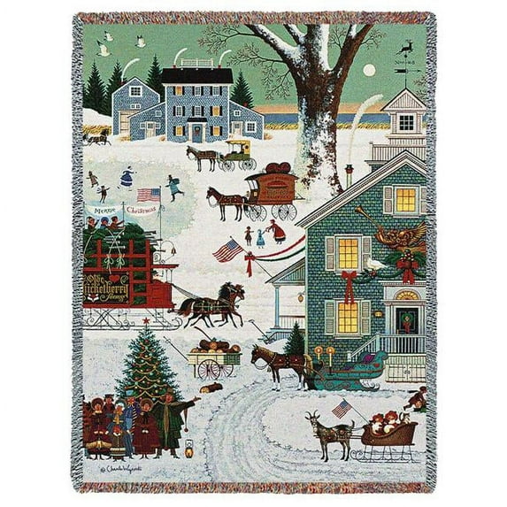 Pure Country Weavers Cape Cod Christmas Blanket Tapestry Throw Woven from Cotton - Made in The USA (72x54)