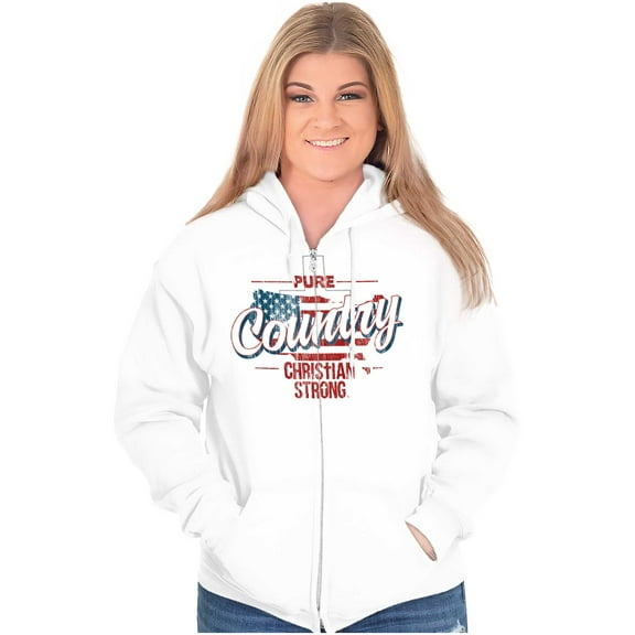 Pure Country Religious American Flag Zip Up Hoodie Men's Women's Brisco Brands X