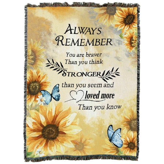 Pure Country Weavers Always Remember Large Tapestry Throw Woven from Cotton - Made in The USA (72x54)