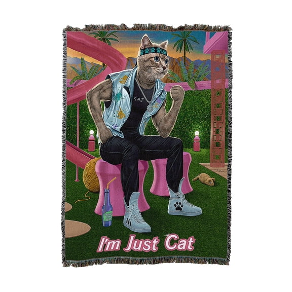 Pure Country Weavers Barbie Cat Parody Medium Tapestry Throw Woven from Cotton - Made in The USA (50x60)