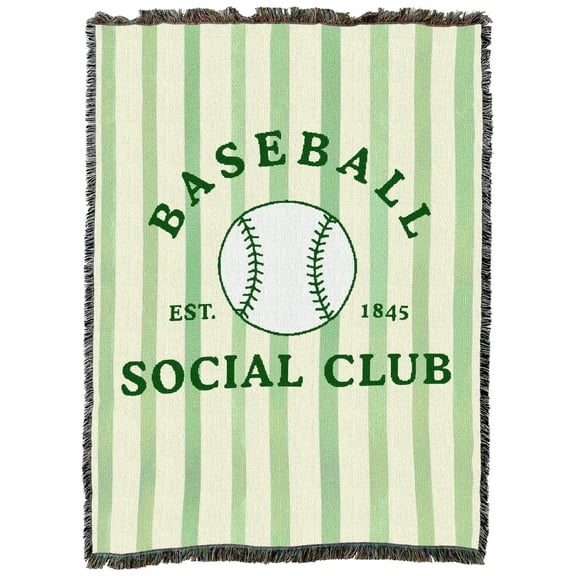 Pure Country Weavers Baseball Social Club Large Tapestry Throw Woven from Cotton - Made in The USA (72x54)