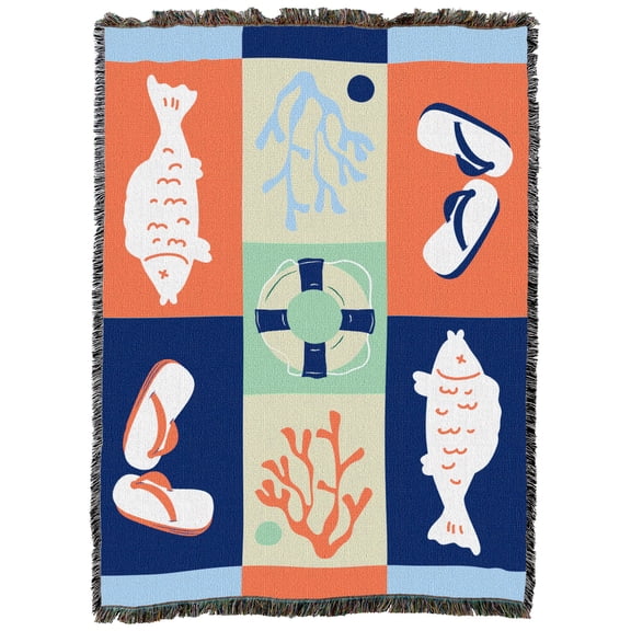 Pure Country Weavers Beach Aesthetic Large Tapestry Throw Woven from Cotton - Made in The USA (72x54)