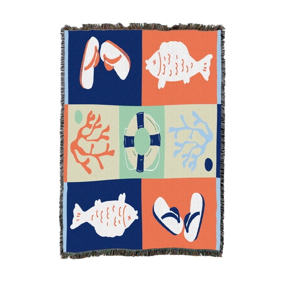 Pure Country Weavers Beach Aesthetic Medium Tapestry Throw Woven from Cotton - Made in The USA (50x60)