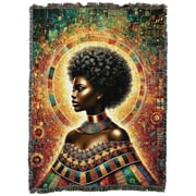 Pure Country Weavers Black Is Beauty Blanket - African Style - African Cultural Tapestry Throw Woven from Cotton - Made in the USA (72x54)