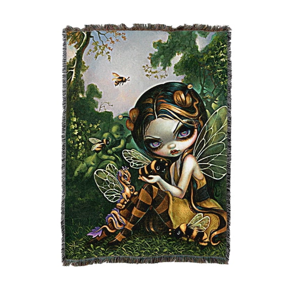 Pure Country Weavers Bumble Bee Dragonling Medium Tapestry Throw Woven from Cotton - Made in The USA (50x60)