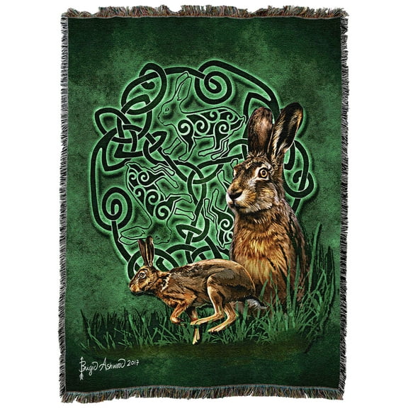 Pure Country Weavers Celtic Hare Large Tapestry Throw Woven from Cotton - Made in The USA (72x54)