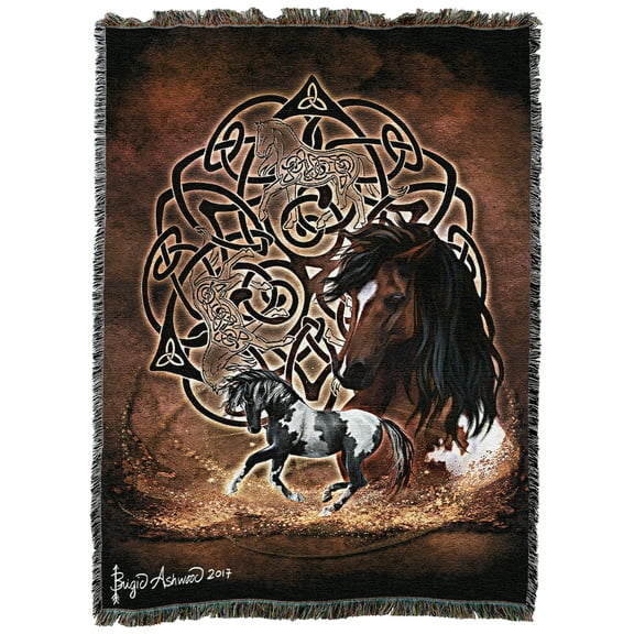 Pure Country Weavers Celtic Horse Large Tapestry Throw Woven from Cotton - Made in The USA (72x54)