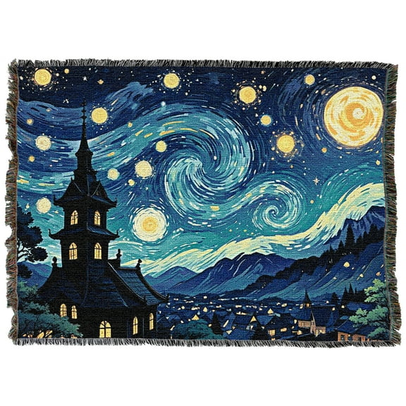Pure Country Weavers Cosmic Night Tapestry Throw Blanket Woven from Cotton - Made in The USA (54x72)