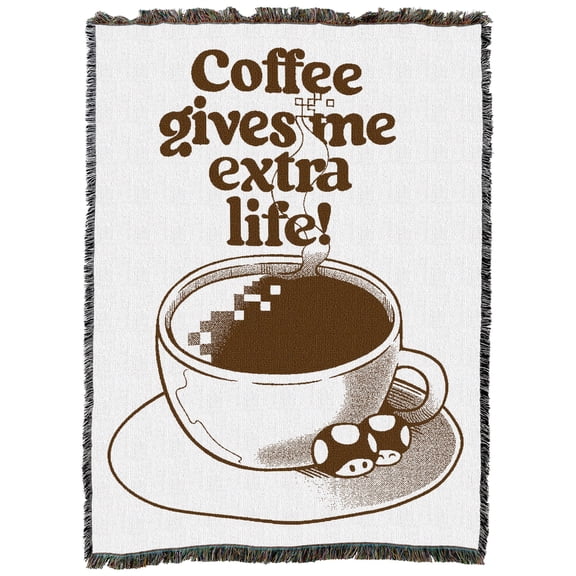 Pure Country Weavers Extra Life Coffee Large Tapestry Throw Woven from Cotton - Made in The USA (72x54)