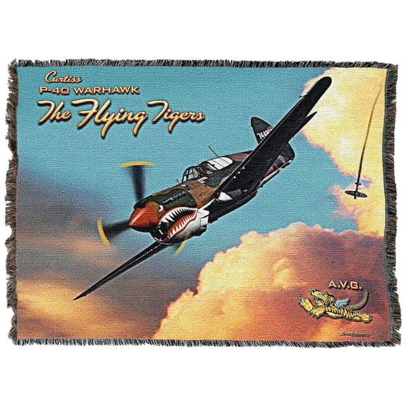 Pure Country Weavers Flying Tiger Large Tapestry Throw Woven from Cotton - Made in The USA (72x54)