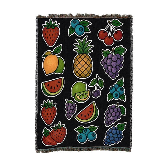 Pure Country Weavers Fruit Tattoo Flash Tapestry Throw Blanket Woven from Cotton - Made in The USA (54x62)