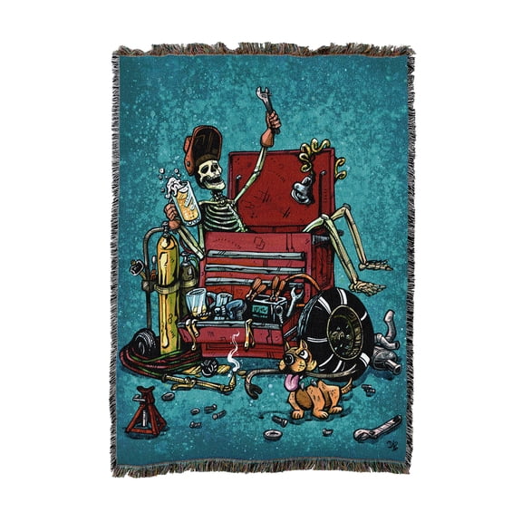 Pure Country Weavers Garage Life Medium Tapestry Throw Woven from Cotton - Made in The USA (50x60)