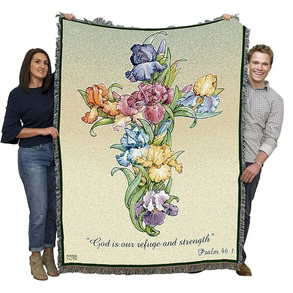 Pure Country Weavers Iris Cross Blanket - Sympathy Bereavement Gift Tapestry Throw Woven from Cotton - Made in The USA (72x54)