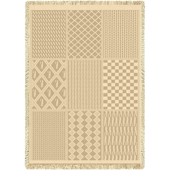 Pure Country Weavers Irish Fisherman Natural Waffle Weave Blanket Tapestry Throw Woven from Cotton - Made in The USA (69x48)