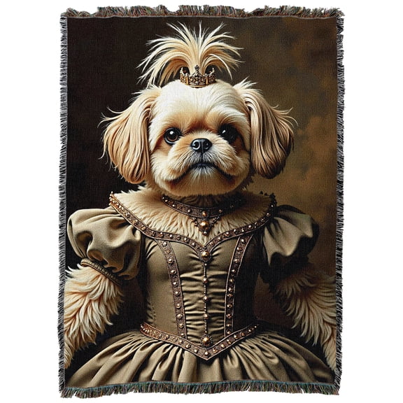 Pure Country Weavers Lady Shih Tzu Blanket Fantasy Cotton Tapestry Throw - Made in The USA - 72" x 54"
