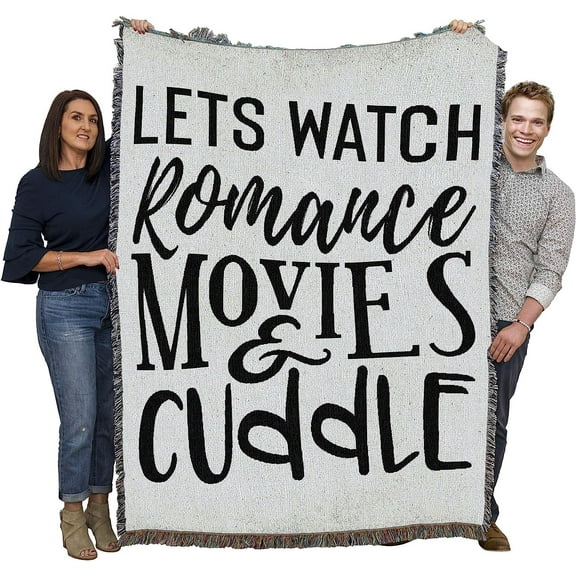 Pure Country Weavers Let's Watch Romance Movies and Cuddle Blanket - Gift Tapestry Throw Woven from Cotton - Made in The USA (72x54)