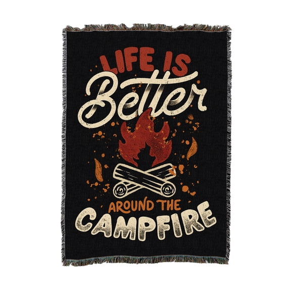 Pure Country Weavers Life Is Better Around The Campfire Medium Tapestry Throw Woven from Cotton - Made in The USA (50x60)