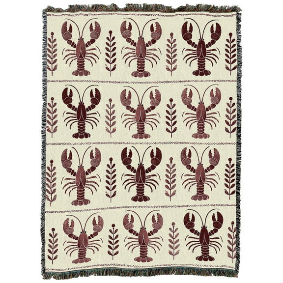 Pure Country Weavers Lobster Blanket Cotton Tapestry Throw - Made in The USA - 72" x 54"