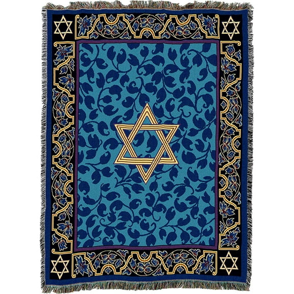 Pure Country Weavers Magen David Blanket XL - Star of David - Gift Hanukkah Tapestry Throw Woven from Cotton - Made in The USA (82x62)