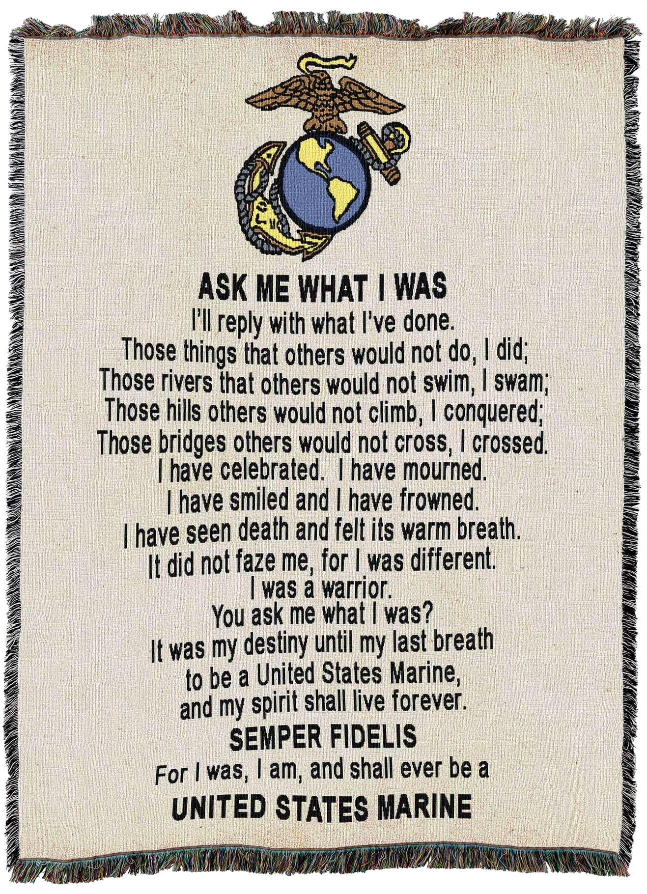 Pure Country Weavers Marine Poem Blanket Tapestry Throw Woven from Cotton - Made in The USA (72x54)