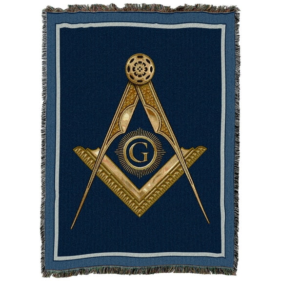 Pure Country Weavers Masonic Gold Square and Compass Blanket - Tapestry Throw Woven from Cotton - Made in The USA (72x54)
