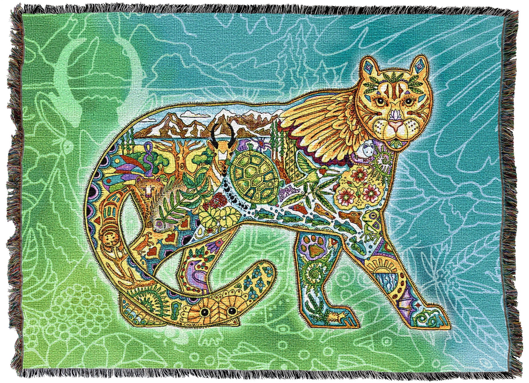 Pure Country Weavers Mountain Lion Animal Spirits Totem Blanket