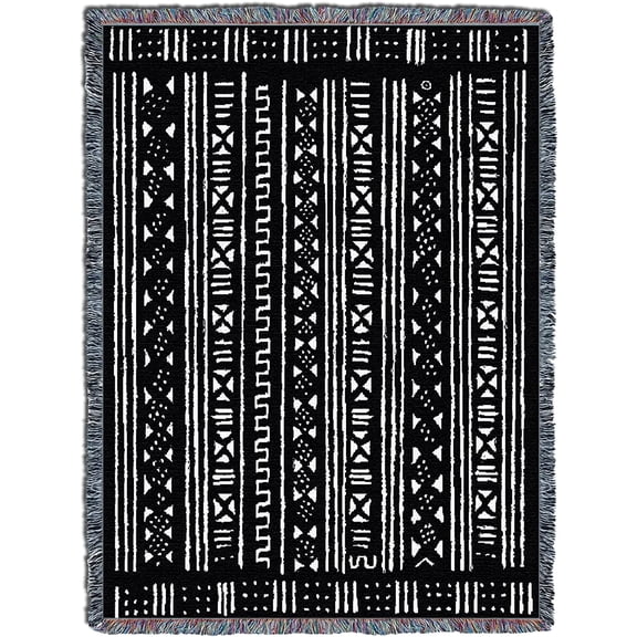 Pure Country Weavers Mud Cloth Blanket XL - African Style - African Cultural Gift Tapestry Throw Woven from Cotton - Made in The USA (82x62)