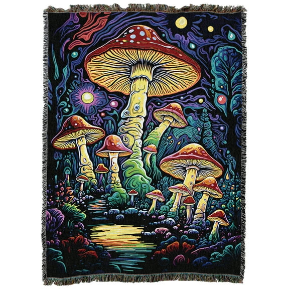 Pure Country Weavers Mushroom Glow Blanket Tapestry Throw Woven from Cotton - Made in The USA (72x54)