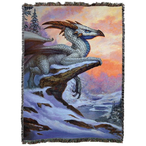 Pure Country Weavers Northeastern Snow Dragon Large Tapestry Throw Woven from Cotton - Made in The USA (72x54)