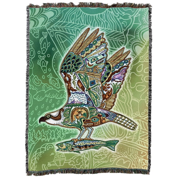 Pure Country Weavers Osprey Animal Spirits Totem - Sue Coccia Blanket Throw Woven from Cotton - Made in The USA (54x72)