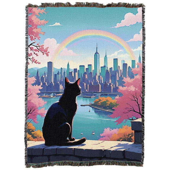 Pure Country Weavers Peach Harbor Tapestry Throw Blanket Woven from Cotton - Made in The USA (62x82)