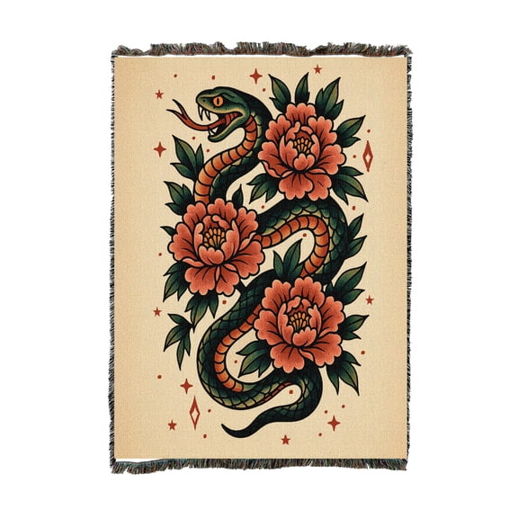 Pure Country Weavers Peony Serpent Tapestry Throw Blanket Woven from Cotton - Made in The USA (54x62)