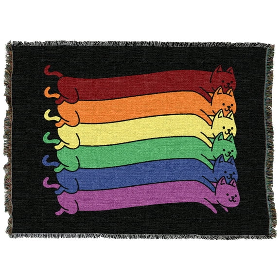 Pure Country Weavers Rainbow Cats Pride Flag XL Tapestry Throw Woven from Cotton - Made in The USA (82x62)
