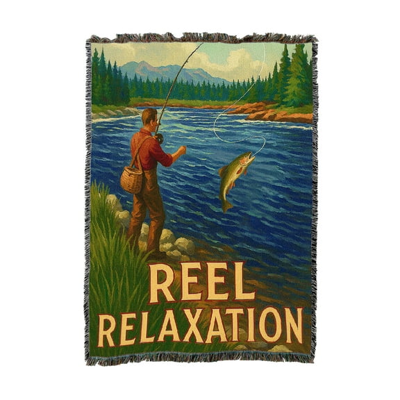 Pure Country Weavers Reel Relaxation Tapestry Throw Blanket Woven from Cotton - Made in The USA (54x62)