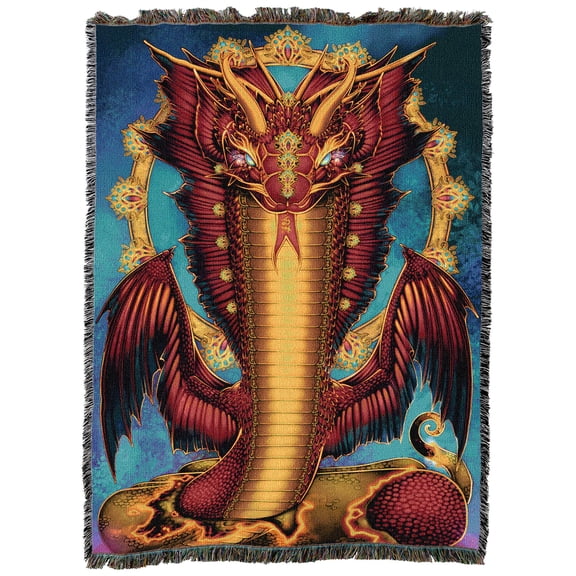Pure Country Weavers Reveal Dragon Blanket by Ravynne Phelan - Fantasy Cotton Tapestry Throw - Made in The USA - 72" x 54"