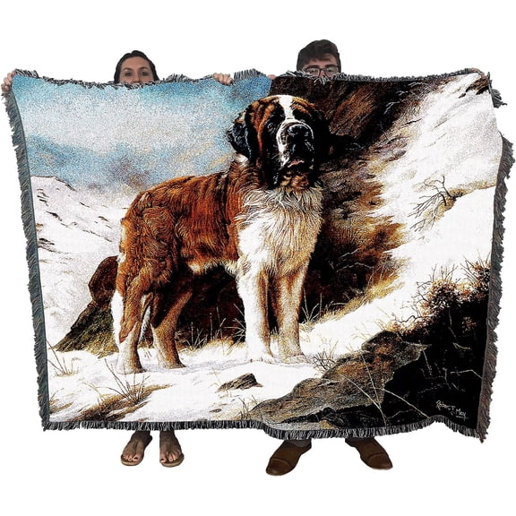 Pure Country Weavers Saint Bernard Blanket by Robert May - Gift for Dog Lovers - Tapestry Throw Woven from Cotton - Made in The USA (72x54)