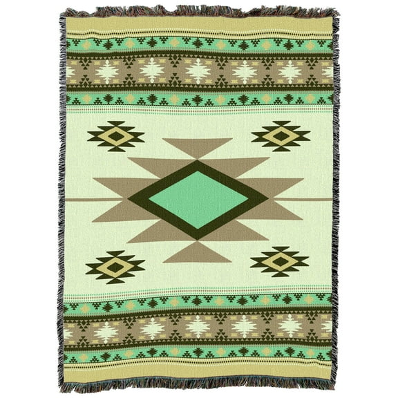 Pure Country Weavers Ski Lodge Green Large Tapestry Throw Woven from Cotton - Made in The USA (72x54)