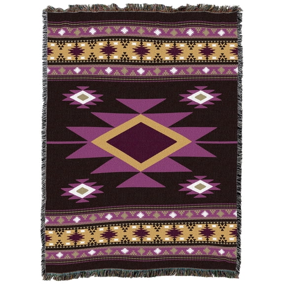 Pure Country Weavers Ski Lodge Purple Large Tapestry Throw Woven from Cotton - Made in The USA (72x54)
