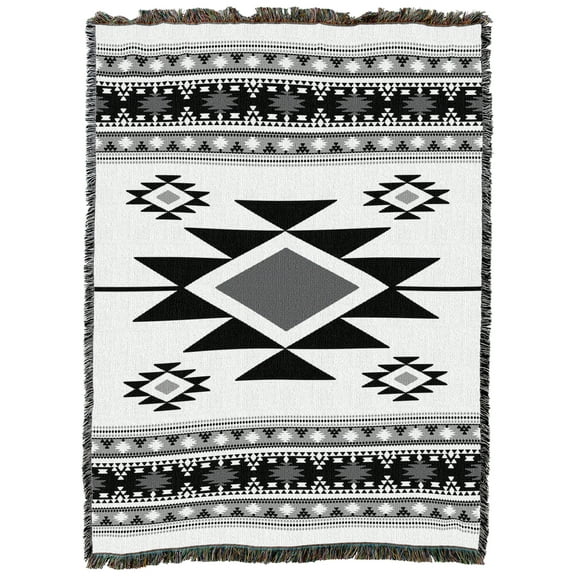 Pure Country Weavers Ski Lodge White Large Tapestry Throw Woven from Cotton - Made in The USA (72x54)