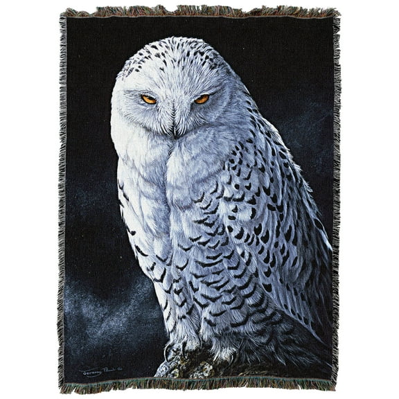 Pure Country Weavers Snowy Owl Blanket Cotton Tapestry Throw - Made in The USA - 72" x 54"