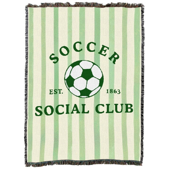 Pure Country Weavers Soccer Social Club XL Tapestry Throw Woven from Cotton - Made in The USA (82x62)