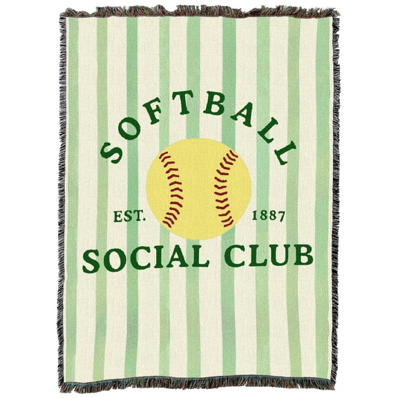 Pure Country Weavers Softball Social Club XL Tapestry Throw Woven from Cotton - Made in The USA (82x62)