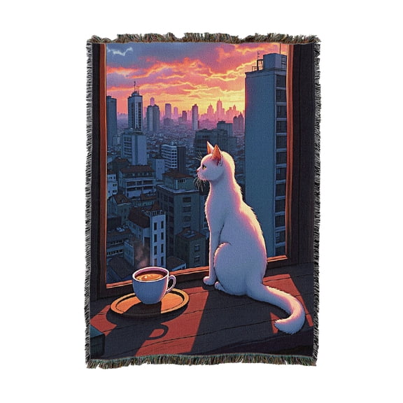 Pure Country Weavers Sunset City Tapestry Throw Blanket Woven from Cotton - Made in The USA (54x62)