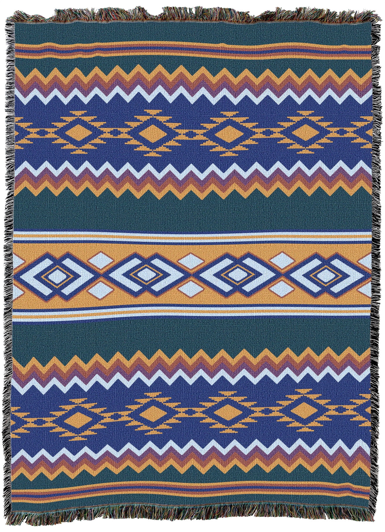 Pure Country Weavers Desert Rain Blanket | 72x54 Inch Cotton Woven Throw, Southwest Native American Inspired, Made In USA