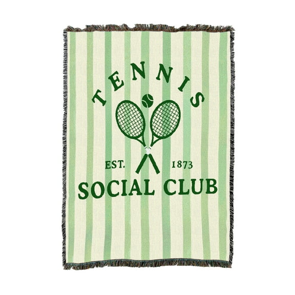 Pure Country Weavers Tennis Social Club Medium Tapestry Throw Woven from Cotton - Made in The USA (50x60)