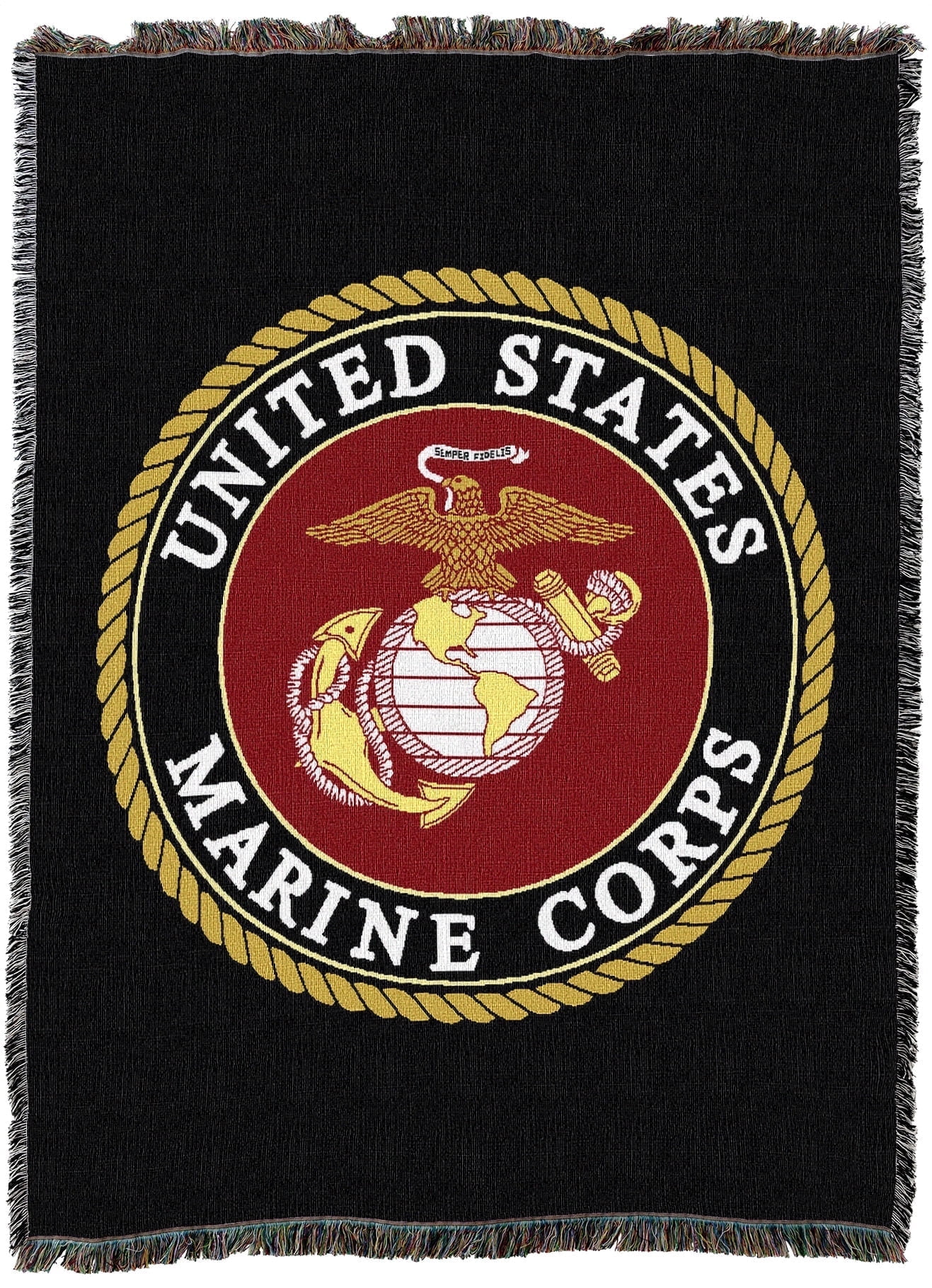 Pure Country Weavers US Marine Corps - Emblem Blanket - Military Tapestry Throw Woven from Cotton - Made in The USA (72x54)