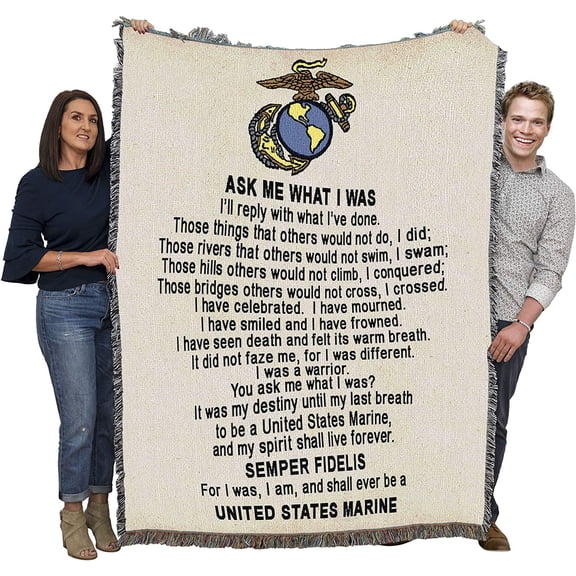 Pure Country Weavers US Marine Corps - Poem Blanket - Gift Military Tapestry Throw Woven from Cotton - Made in The USA (72x54)