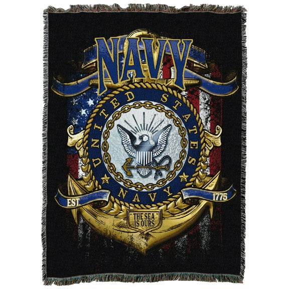 Pure Country Weavers US Navy Strong Blanket - Military Tapestry Throw Woven from Cotton - Made in the USA (72x54)