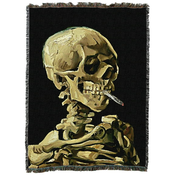 Pure Country Weavers Van Gogh Smoking Skeleton Large Tapestry Throw Woven from Cotton - Made in The USA (72x54)