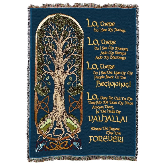 Pure Country Weavers Viking Prayer Tree of Life Blanket - Fantasy Cotton Tapestry Throw - Made in The USA - 72" x 54"